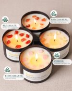 AOOVOO Crystal Energy Candles Set for Women - 4 Pack 26 oz Soy Wax Candles for H... - Image 3