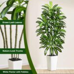 Artificial Dracaena Tree - 5FT Tall Fake Plants with White Tall Planter - Artifi... - Image 4