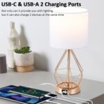 Table Lamp with USB Port, 3 Way Dimmable Touch Lamps for Nightstand, Modern Smal... - Image 4