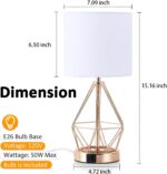Table Lamp with USB Port, 3 Way Dimmable Touch Lamps for Nightstand, Modern Smal... - Image 5