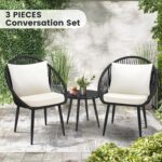 wildformers 3 Pieces Bistro Set, Woven Rope Chair with Cushions, All Weather Pat... - Image 3