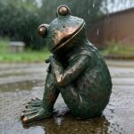 Vintage Bronze Meditating Frog Statue, 9.8" H Handcrafted Resin Zen Frog Figurin... - Image 3