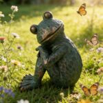Vintage Bronze Meditating Frog Statue, 9.8" H Handcrafted Resin Zen Frog Figurin... - Image 4