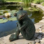 Vintage Bronze Meditating Frog Statue, 9.8" H Handcrafted Resin Zen Frog Figurin... - Image 5