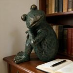 Vintage Bronze Meditating Frog Statue, 9.8" H Handcrafted Resin Zen Frog Figurin... - Image 6