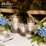 Hewory Hurricane Glass Candle Holder : Set of 3 Rustic Brown Candle Holders for ... - Image 3