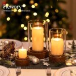 Hewory Hurricane Glass Candle Holder : Set of 3 Rustic Brown Candle Holders for ... - Image 5