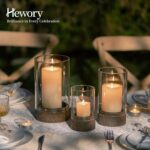 Hewory Hurricane Glass Candle Holder : Set of 3 Rustic Brown Candle Holders for ... - Image 6