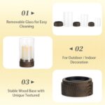 Hewory Hurricane Glass Candle Holder : Set of 3 Rustic Brown Candle Holders for ... - Image 7