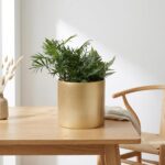 Metal Plant Pot with Drainage Hole,Mid Century Modern 7 inch Round Pot Indoor Ou... - Image 3