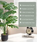 florisso 28" Artificial Monstera Plant Tall Fake Faux Plants Indoor Outdoor Tree... - Image 3