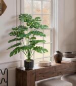 florisso 28" Artificial Monstera Plant Tall Fake Faux Plants Indoor Outdoor Tree... - Image 6