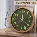 Glow in The Dark Silent Wall Clock，12 Inch Wood Grain Battery Operated Non-Ticki... - Image 4