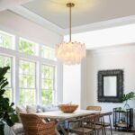 KELUOLY Modern Gold Chandeliers, 17.7" Luxury Cloud Glass Light Fixture, 2-Layer... - Image 3