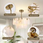 KELUOLY Modern Gold Chandeliers, 17.7" Luxury Cloud Glass Light Fixture, 2-Layer... - Image 4
