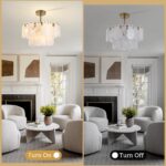 KELUOLY Modern Gold Chandeliers, 17.7" Luxury Cloud Glass Light Fixture, 2-Layer... - Image 5