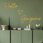 Hello Gorgeous Metal Wall Art Decor Gold Modern Hello Gorgeous Signs Farmhouse M... - Image 3