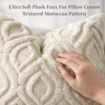 decorUhome Throw Pillow Covers 18x18 Inch Set of 2, Soft Plush Faux Wool Beige S... - Image 3