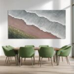 SHEYOYE Green Abstract Wall Art and White Textured Canvas Wall Decor | Modern Wa... - Image 3