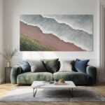 SHEYOYE Green Abstract Wall Art and White Textured Canvas Wall Decor | Modern Wa... - Image 6