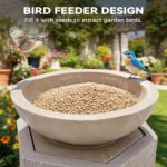 32" Outdoor Fountain, Modern Geometric Two Bowls Water Feature with LED Lights, ... - Image 4