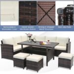 Tangkula 7 Pieces Wicker Patio Furniture Set, Rattan Sofa with Coffee Table, Ott... - Image 5