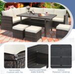 Tangkula 7 Pieces Wicker Patio Furniture Set, Rattan Sofa with Coffee Table, Ott... - Image 6