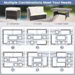 Tangkula 7 Pieces Wicker Patio Furniture Set, Rattan Sofa with Coffee Table, Ott... - Image 7