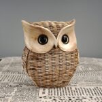 Owl Statues Rattan Resin Home Decoration Sculptures & Figurines Kawaii Room Scul... - Image 3