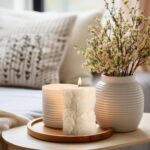 Threlaco Flower Pillar Candle Sculptured Ribbed Pillar Candle 3.8 x 2.6 inch Han... - Image 5