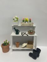 Miniature Dollhouse Garden Potting Bench Set, 1:12 Scale, with Tools, Flowers, P... - Image 4