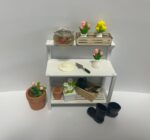 Miniature Dollhouse Garden Potting Bench Set, 1:12 Scale, with Tools, Flowers, P... - Image 5