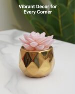 VIVERIE Mini Succulents Plants Artificial in Pots-Pink with Golden Ceramic, Chri... - Image 7