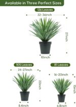 Velener Artificial Agave Plant in Black Pot with Real Stone Pebbles, Large Fake ... - Image 3