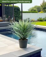 Velener Artificial Agave Plant in Black Pot with Real Stone Pebbles, Large Fake ... - Image 6