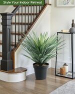 Velener Artificial Agave Plant in Black Pot with Real Stone Pebbles, Large Fake ... - Image 7
