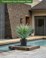 Velener Artificial Agave Plant in Black Pot with Real Stone Pebbles, Large Fake ... - Image 8