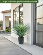 Velener Artificial Agave Plant in Black Pot with Real Stone Pebbles, Large Fake ... - Image 10