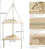 Artilady Macrame Corner Shelf Wall Hanging - 2 Tier White Corner Floating Shelve... - Image 3
