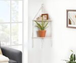Artilady Macrame Corner Shelf Wall Hanging - 2 Tier White Corner Floating Shelve... - Image 4