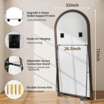 71"x32" Elegant Vintage Arched Full Length Mirror with Stand, Luxury Large Full ... - Image 4