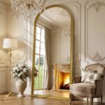 71"x32" Elegant Vintage Arched Full Length Mirror with Stand, Luxury Large Full ... - Image 8