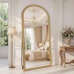 71"x32" Elegant Vintage Arched Full Length Mirror with Stand, Luxury Large Full ... - Image 9