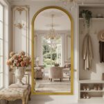 71"x32" Elegant Vintage Arched Full Length Mirror with Stand, Luxury Large Full ... - Image 10