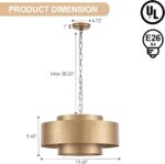 20” Brushed Brass Modern Chandelier Classic 3 Round Metal Pendant Light Contempo... - Image 7
