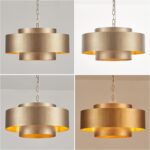 20” Brushed Brass Modern Chandelier Classic 3 Round Metal Pendant Light Contempo... - Image 9