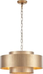 20” Brushed Brass Modern Chandelier Classic 3 Round Metal Pendant Light Contempo... - Image 10