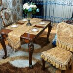 Luxury Velvet Gold Table Runner 72 Inches Long with Vintage Damask Jacquard Desi... - Image 9