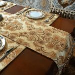 Luxury Velvet Gold Table Runner 72 Inches Long with Vintage Damask Jacquard Desi... - Image 10