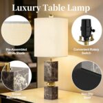 Maxax Luxury Marble Table Lamp for Living Room, 25" Brown Bedside Lamp with Gold... - Image 3